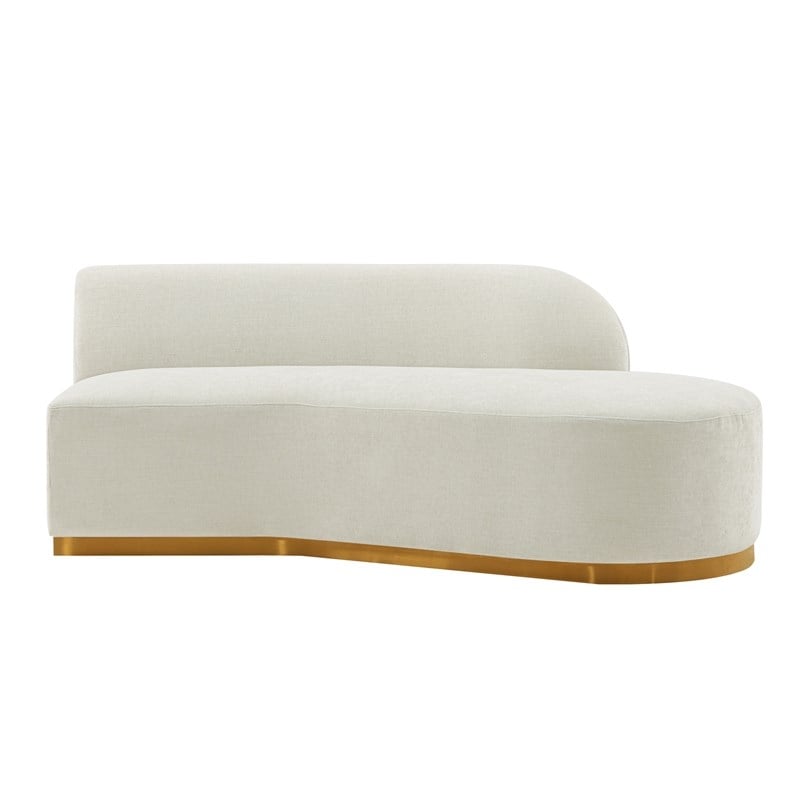 Daria Chenille Sofa Sectional with Solid Wood Frame and Pillows in Ivory