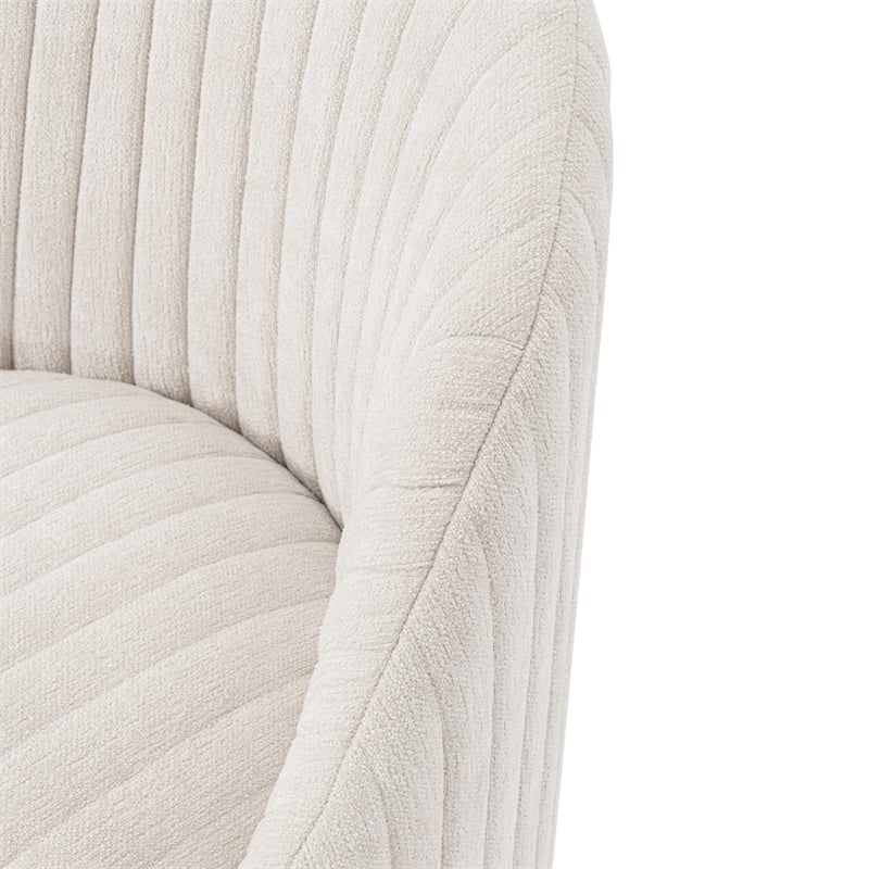 Manhattan Comfort Leela Solid Wood Frame Swivel Accent Chair in Cream (Set of 2)