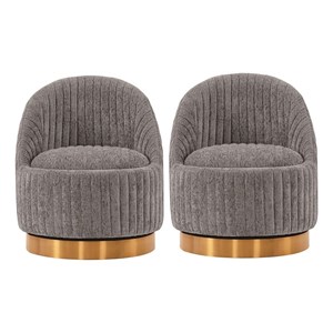Manhattan Comfort Leela Solid Wood Frame Swivel Accent Chair in Gray (Set of 2)