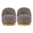 Manhattan Comfort Leela Solid Wood Frame Swivel Accent Chair in Gray (Set of 2)