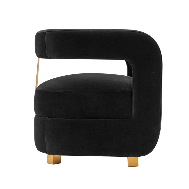 Manhattan Comfort Amirah Solid Wood Frame Accent Chair in Black