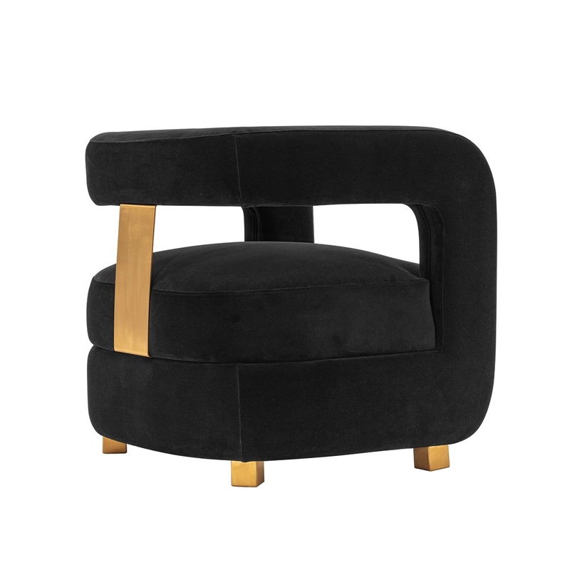 Manhattan Comfort Amirah Solid Wood Frame Accent Chair in Black