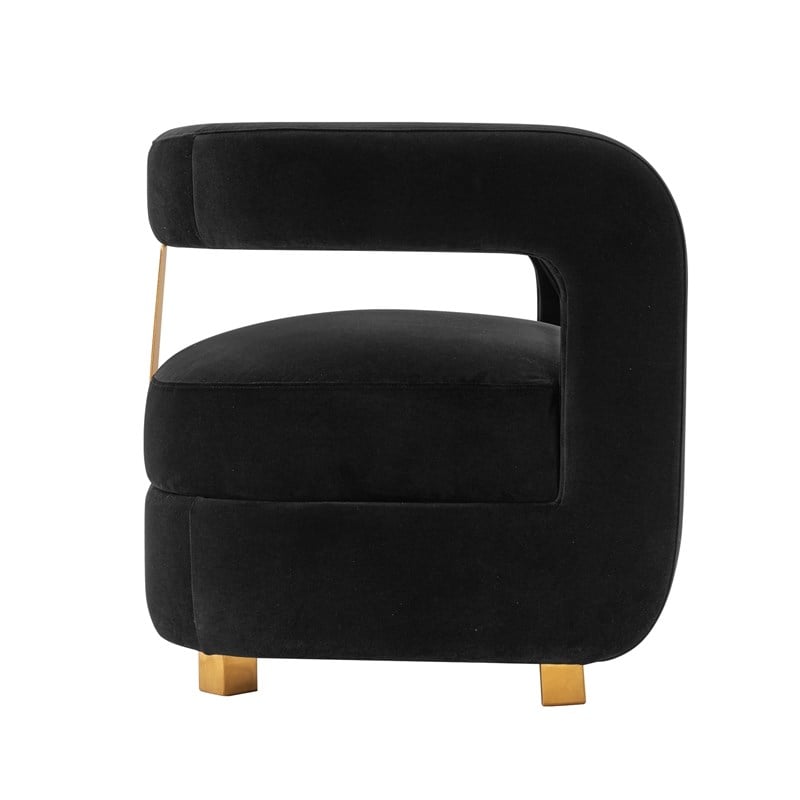 Manhattan Comfort Amirah Solid Wood Frame Accent Chair in Black (Set of 2)