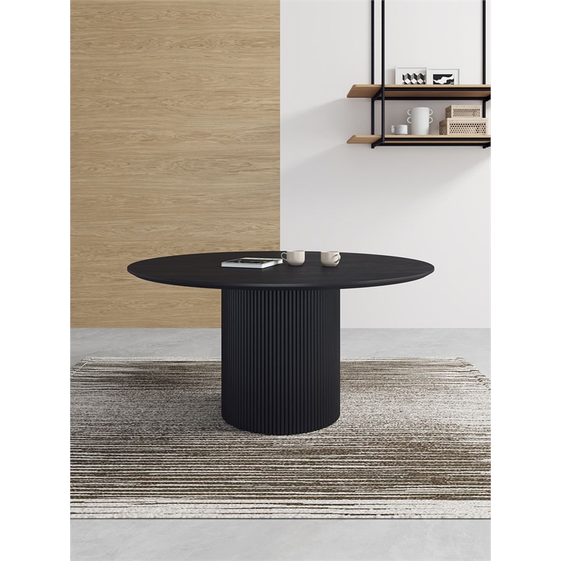 Manhattan Comfort Hathaway 59.05 Round Solid Wood Dining Table in Black