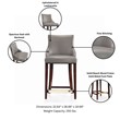 Shubert Counter Stool with Solid Wood Base in Dark Taupe - Set of 2
