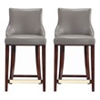 Shubert Counter Stool with Solid Wood Base in Dark Taupe - Set of 2