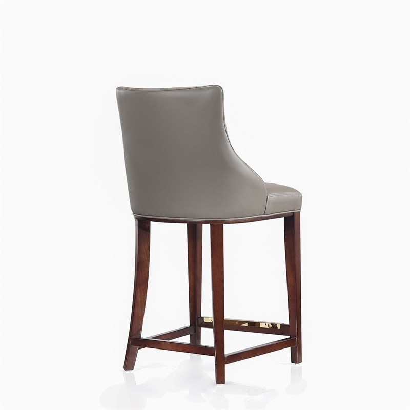 Shubert Counter Stool with Solid Wood Base in Dark Taupe - Set of 2