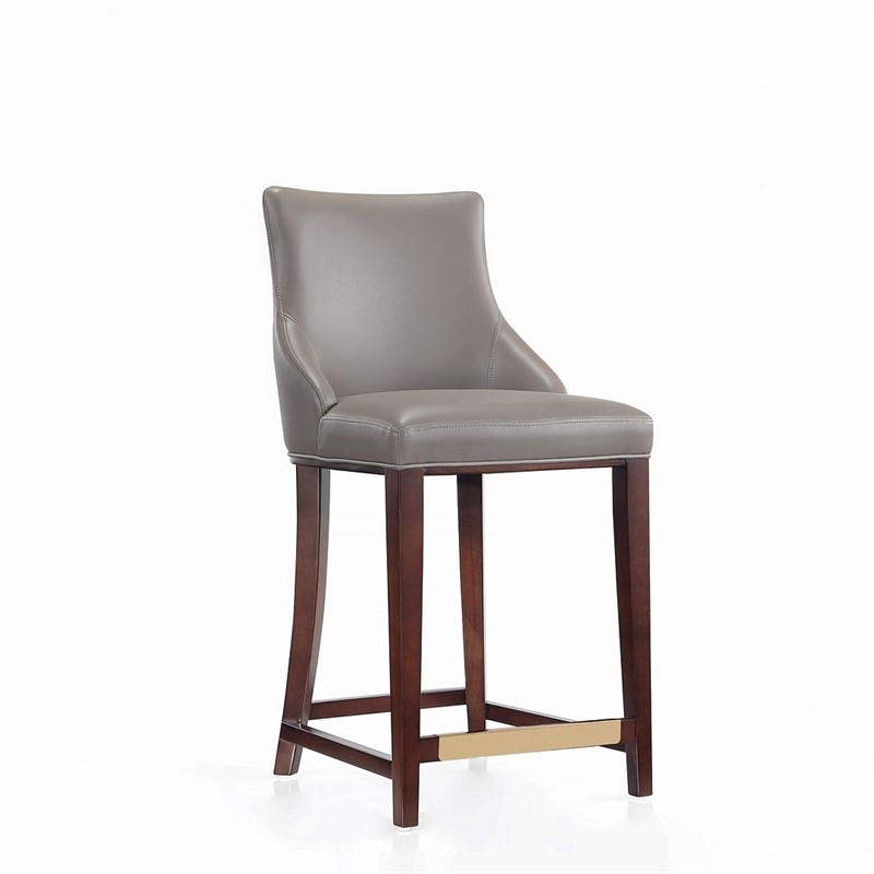 Shubert Counter Stool with Solid Wood Base in Dark Taupe - Set of 2