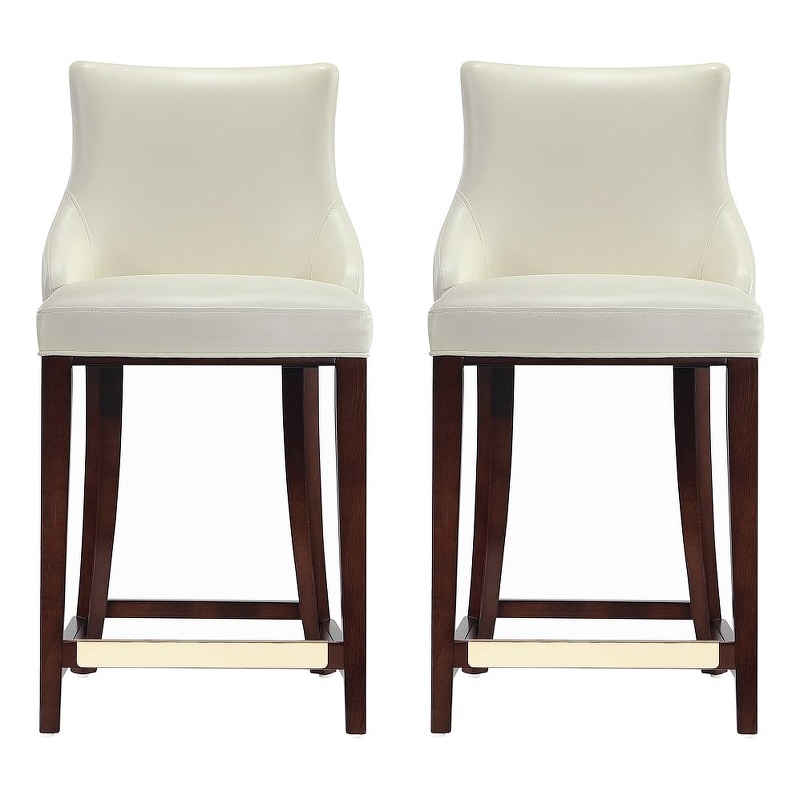 Shubert Counter Stool with Solid Wood Base in Ivory - Set of 2