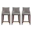 Shubert Counter Stool with Solid Wood Base in Dark Taupe - Set of 3