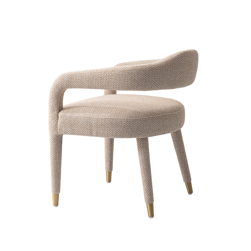 7-Piece Hathaway 59.05 Round Dining Set with 6 Aspen Dining Chairs in Gold