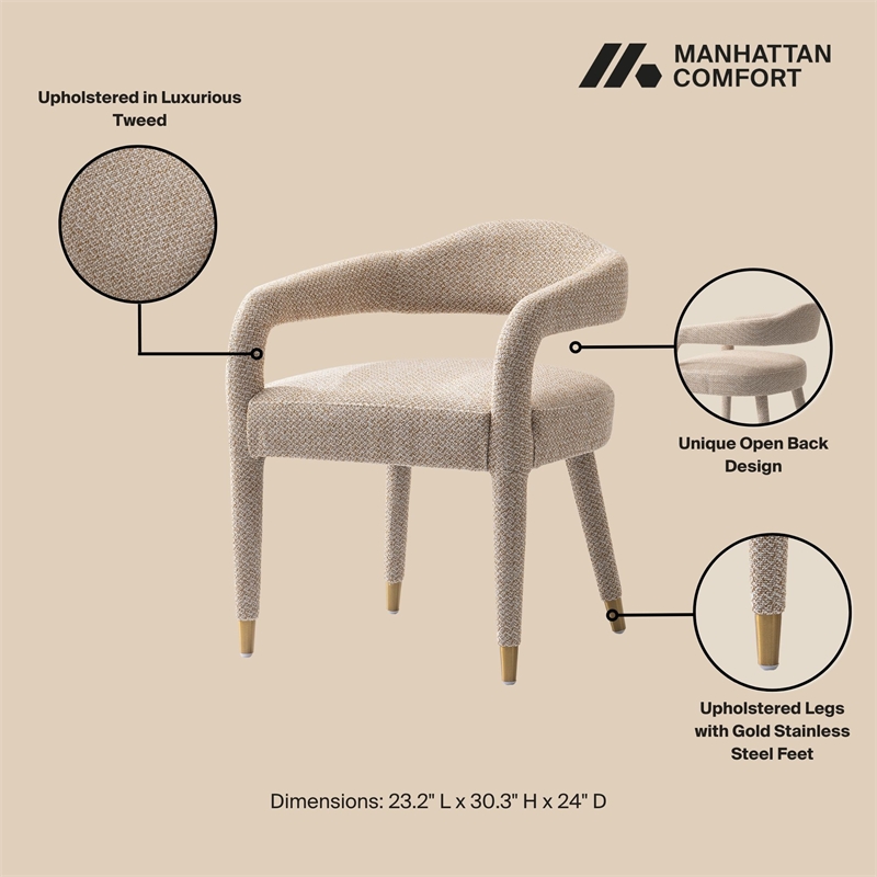 7-Piece Hathaway 59.05 Round Dining Set with 6 Aspen Dining Chairs in Gold