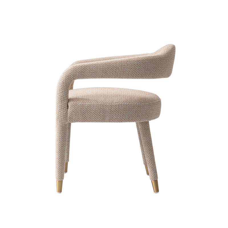 7-Piece Hathaway 59.05 Round Dining Set with 6 Aspen Dining Chairs in Gold