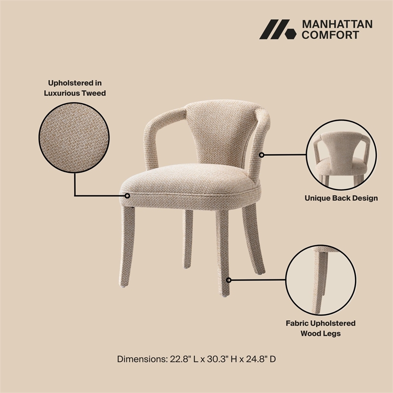 5-Piece Hathaway 47.24 Round Dining Set with 4 Palmer Dining Armchairs in Gold