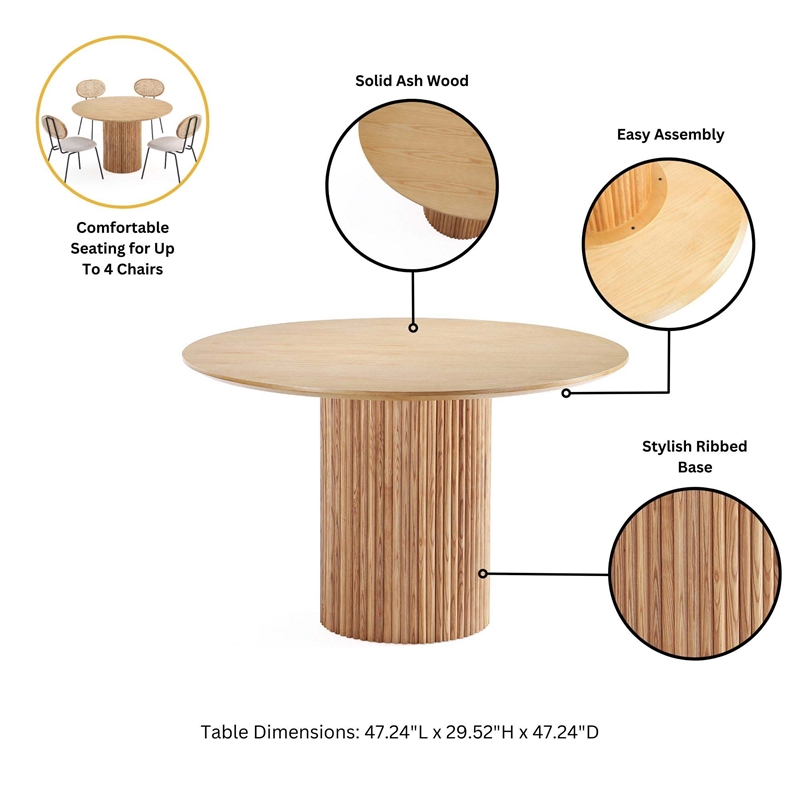 5-Piece Hathaway 47.24 Round Dining Set with 4 Palmer Dining Armchairs in Gold