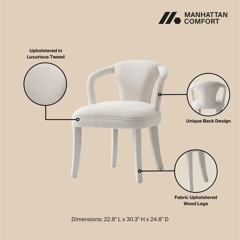 5-Piece Hathaway 47.24 Round Dining Set with 4 Palmer Dining Armchairs in Ivory