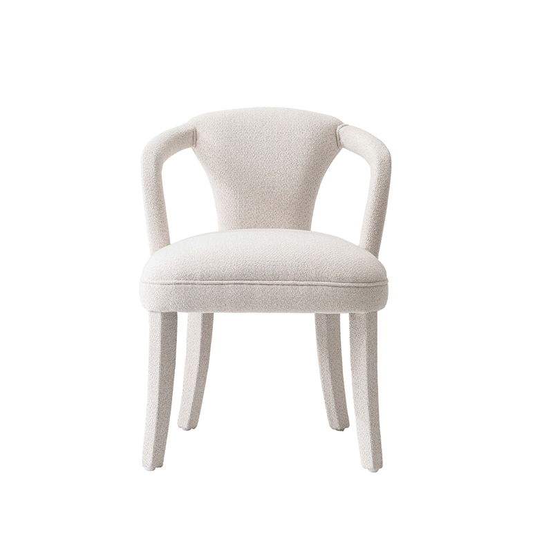 5-Piece Hathaway 47.24 Round Dining Set with 4 Palmer Dining Armchairs in Ivory