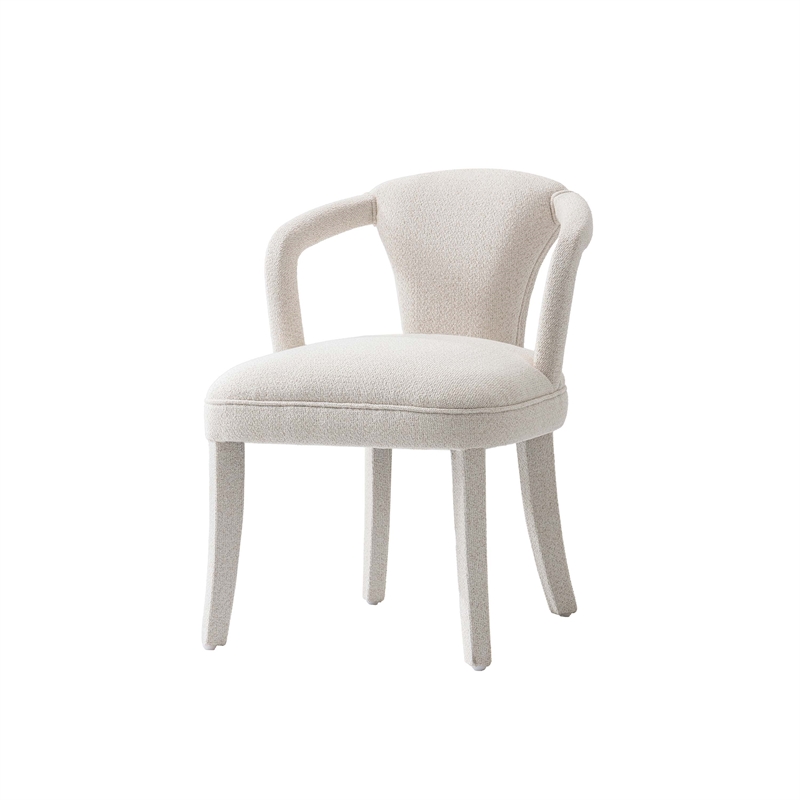 5-Piece Hathaway 47.24 Round Dining Set with 4 Palmer Dining Armchairs in Ivory
