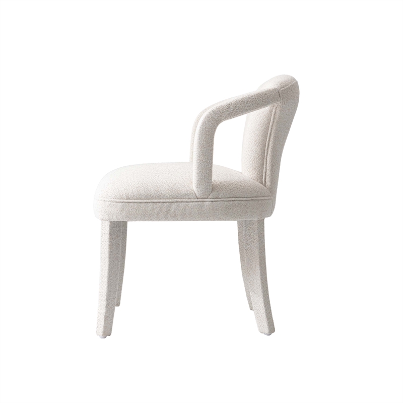 5-Piece Hathaway 47.24 Round Dining Set with 4 Palmer Dining Armchairs in Ivory
