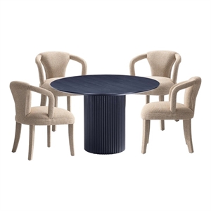 5-Piece Hathaway 47.24 Round Dining Set with 4 Palmer Dining Armchairs in Gold