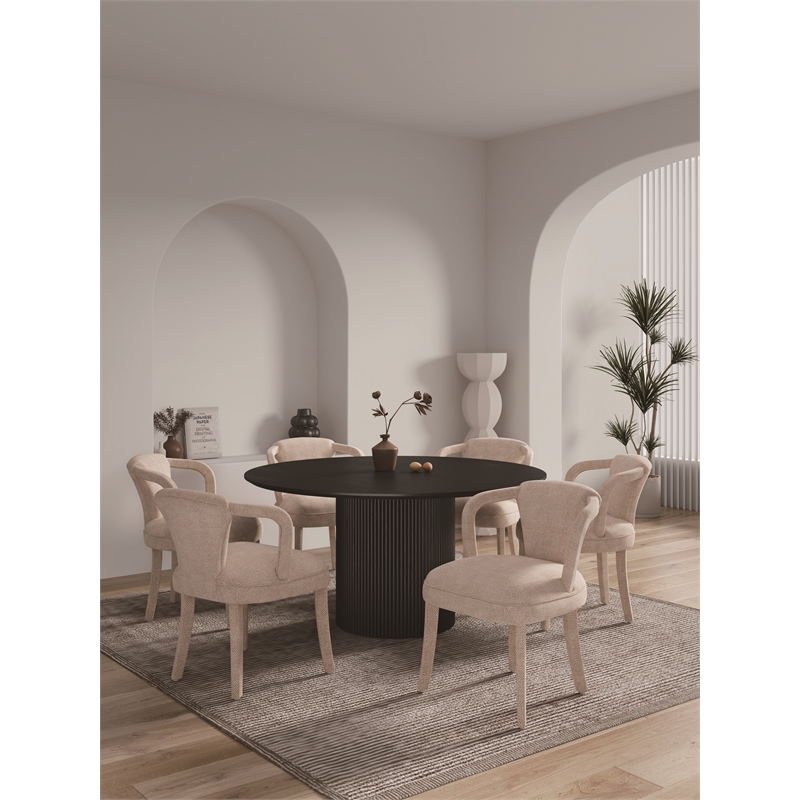 7-Piece Hathaway 59.05 Round Dining Set with 6 Flor Dining Chairs in Gold