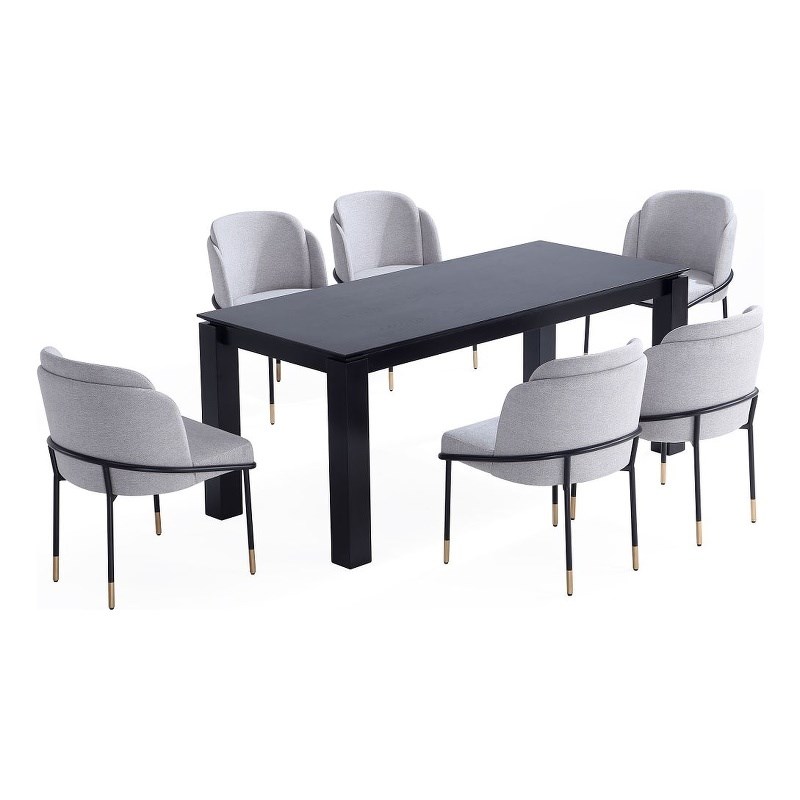 7-Piece Rockaway Solid Wood Dining Set with 6 Flor Dining Chairs in Gray