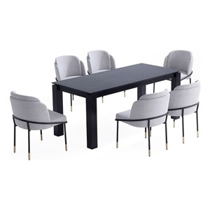 7-Piece Rockaway Solid Wood Dining Set with 6 Flor Dining Chairs in Gray