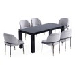 7-Piece Rockaway Solid Wood Dining Set with 6 Flor Dining Chairs in Gray