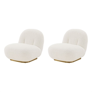 Manhattan Comfort Edina Solid Wood Frame Accent Chair in White (Set of 2)
