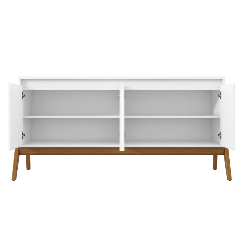Manhattan Comfort Gales 63.32 Sideboard with Solid Wood Legs in Matte White