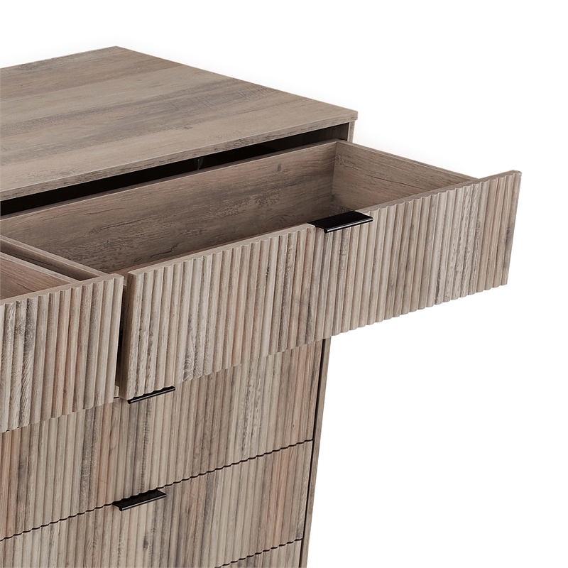 DUMBO 5-Drawer & 10-Drawer Dressers & Nightstand 2.0 Set -Gray-Engineered Wood