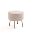 Bailey Ottoman in Oatmeal with Gold Feet and Solid Wood Frame - Set of 2