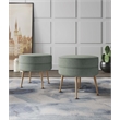 Bailey Ottoman in Sage Green with Gold Feet and Solid Wood Frame - Set of 2