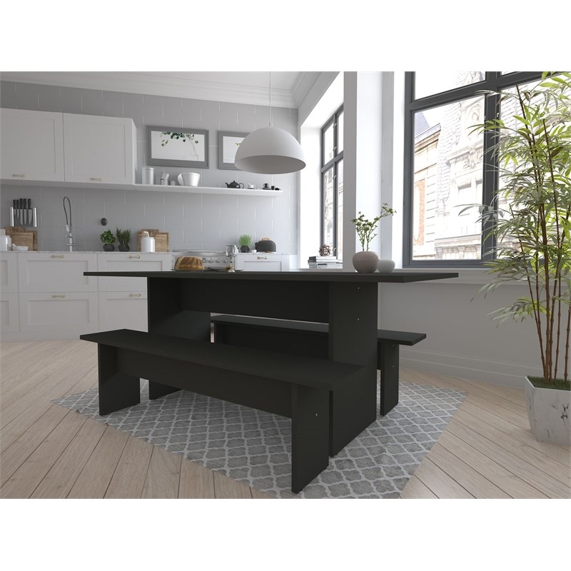 Manhattan Comfort NoMad 3-Piece Engineered Wood Dining Set in Gray