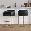 Manhattan Comfort Louvre Barstool with Stainless Steel Base in Black - Set of 2