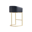 Manhattan Comfort Louvre Barstool with Stainless Steel Base in Black - Set of 2