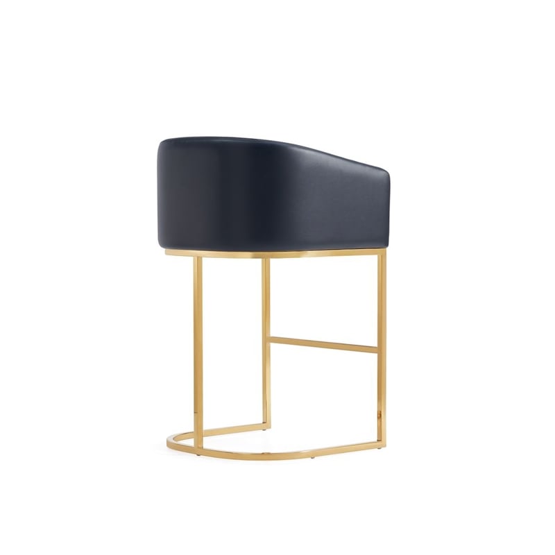 Manhattan Comfort Louvre Counter Stool with Steel Base in Black - Set of 2