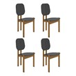 Manhattan Comfort Gales Dining Chair in Black with Solid Wood Legs - Set of 4