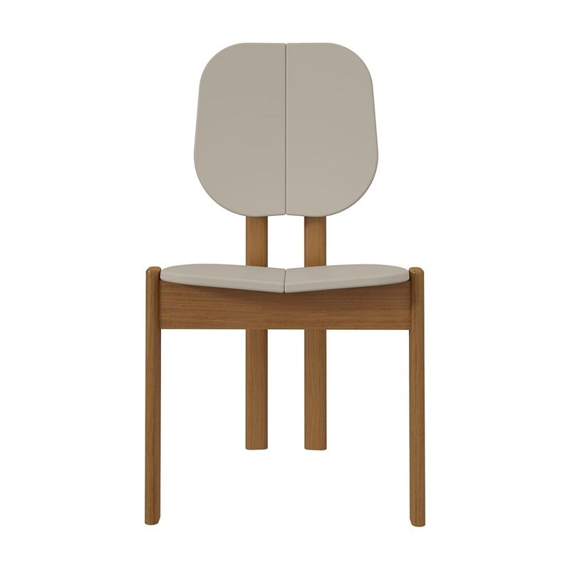 Manhattan Comfort Gales Dining Chair in Beige with Solid Wood Legs - Set of 4
