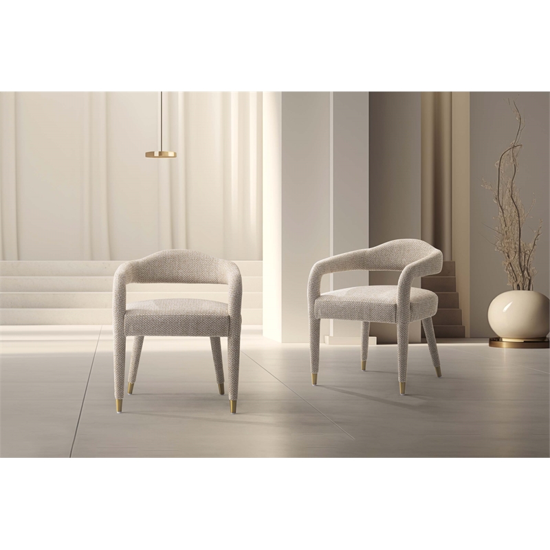 Aspen Dining Armchairs in Gold Dust with Solid Wood Frame - Set of 2