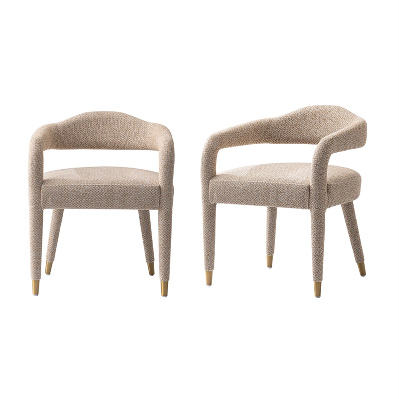 Aspen Dining Armchairs in Gold Dust with Solid Wood Frame - Set of 2