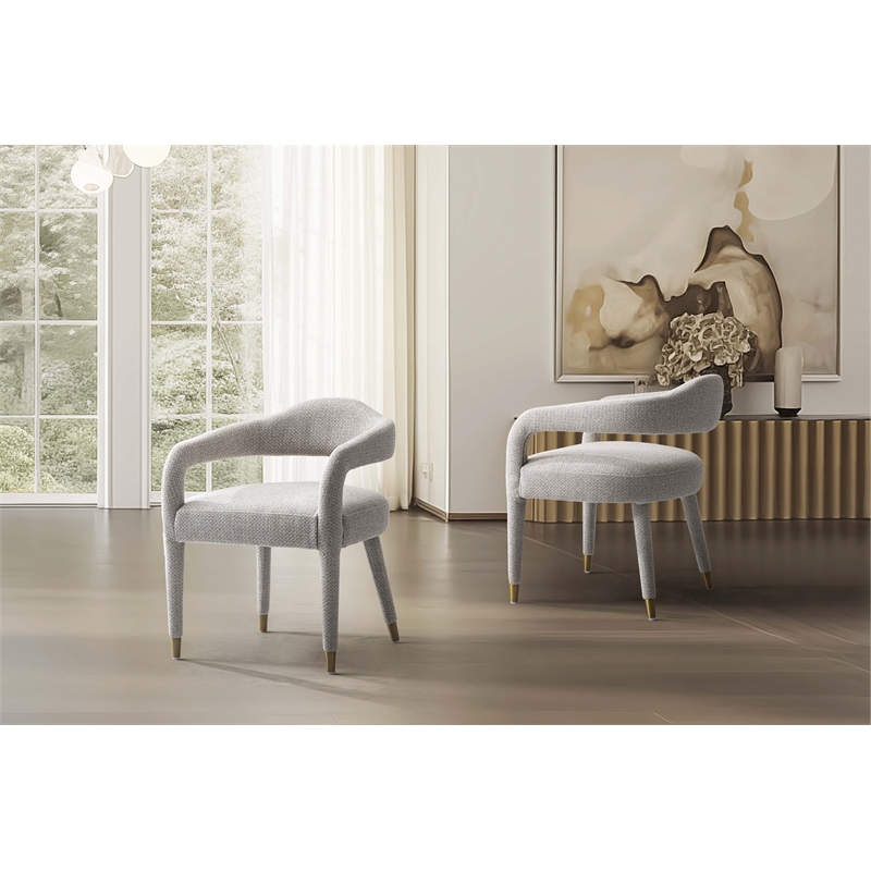 Aspen Dining Armchairs in Silver Lining with Solid Wood Frame- Set of 2