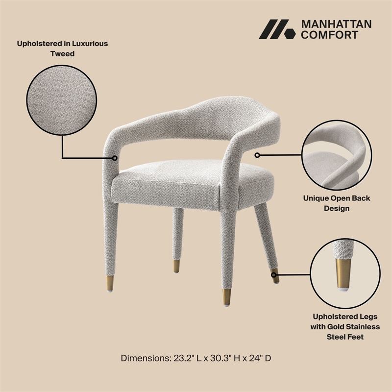 Aspen Dining Armchairs in Silver Lining with Solid Wood Frame- Set of 2