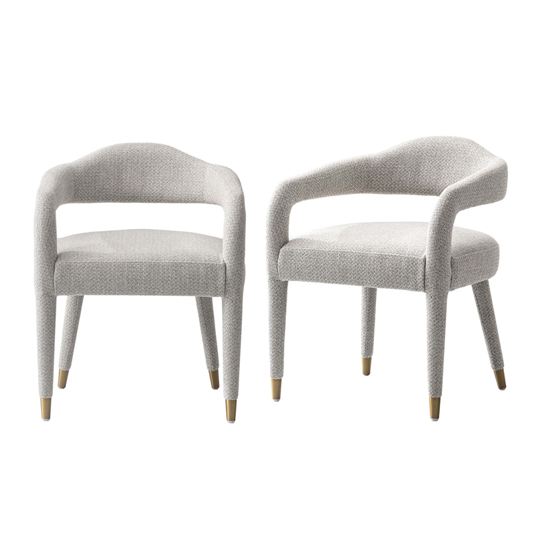 Aspen Dining Armchairs in Silver Lining with Solid Wood Frame- Set of 2