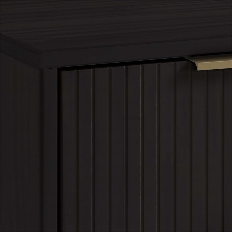 Manhattan Comfort Granville Nightstand 2.0 in Black - Solid Wood - Set of 2