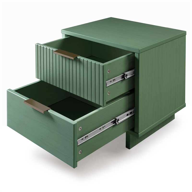 Manhattan Comfort Granville Nightstand 2.0 in Sage Green - Solid Wood - Set of 2