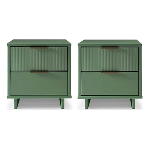 Manhattan Comfort Granville Nightstand 2.0 in Sage Green - Solid Wood - Set of 2