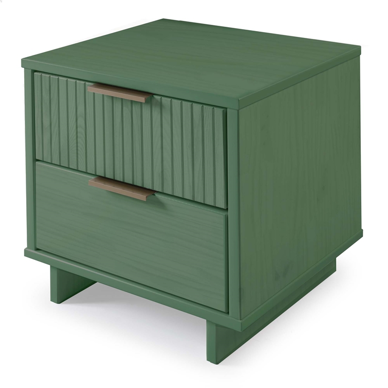 Manhattan Comfort Granville Nightstand 2.0 in Sage Green - Solid Wood - Set of 2