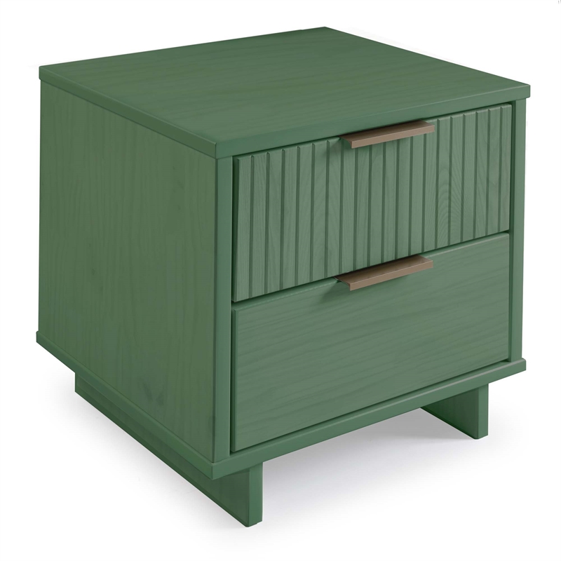 Manhattan Comfort Granville Nightstand 2.0 in Sage Green - Solid Wood - Set of 2