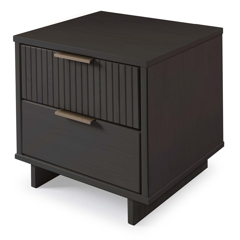 Manhattan Comfort Granville Nightstand 2.0 in Dark Gray - Solid Wood - Set of 2